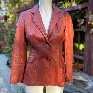 Vintage Northside Women's Burnt Orange Leather Blazer